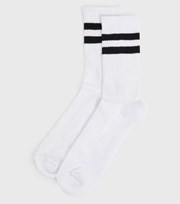 New Look White Sports Stripe Socks
